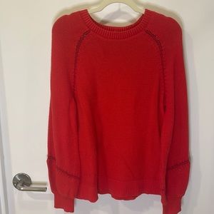 LOFT Red Knit Pullover Whipstitch sweater